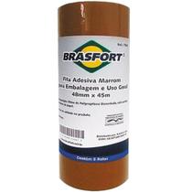 Fita Embal Brasfort 48X 45 Marrom - Kit C/5 Unidades
