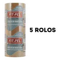 Fita Empacotar Marrom Fit-Pel 45mm x 45m - Pacote com 5 Unidades Fita Empacotar Marrom Fit-Pel 45mm x 45m - Pacote com 5 Unidades