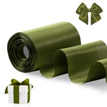 Fita FAKILO de cetim verde oliva com 10 cm x 20 m de largura para decoração