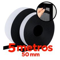 Fita Fecho Macho e Fêmea Adesivo Largo 5 Metros 50mm Preto