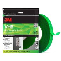 Fita Fixa Forte 3M VHB 4910 TRANSPARENTE/VERDE 12MM X 20M