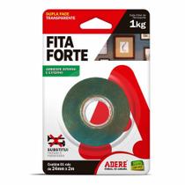 Fita Forte Dupla Face Transparente 09 mm x 2 m para Ambiente Interno e Externo Adere