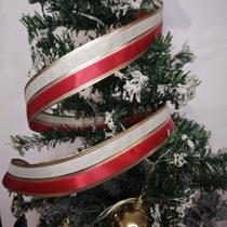 Fita frisada aramada vermelho dourado rosé aramado 2 metros 36mm natal decoração presente árvore halley 5071-1058 Fita frisada aramada vermelho dourado rosé aramado 2 metros 36mm natal decoração presente árvore halley 5071-1058