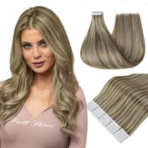 Fita Full Shine em extensões de cabelo Fita de 20 polegadas em Remy Fita de extensões de cabelo na cor de cabelo 8 marrom acinzentado destacada 60 extensões naturais de cabelo humano loiro platinado 50 g 20 unidades para casamento