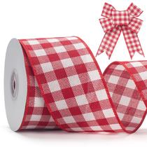 Fita GHGMAO Buffalo Plaid 6,35 cm com fio de Natal 9,14 m