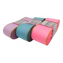 Fita Gorgurão Azul Bebê com Borda Dourada 212 38mm 10 metros Progresso