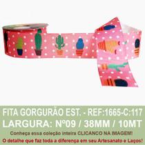 Fita gorgurão estampado cactus cor: 117 - ref: 1665/38/117 - sinimbu