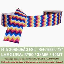 Fita gorgurão estampado chevron cor: c127 - ref: 1665/38/127 - sinimbu