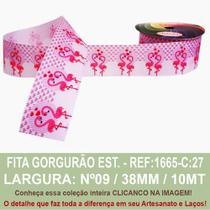 Fita Gorgurão Estampado Sinimbu R:1665/38-C27-Flamingo Coração