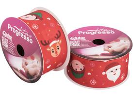 Fita Gorgurão Feliz Natal Personagens Natalinos 38mm 10 mt COR 311 Fitas Progresso - Inspire sua Festa Loja