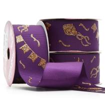 Fita Gorgurão Glitter Festa Junina: Roxa 38mm 10 Metros - Progresso - EGP9009SG Cor 015