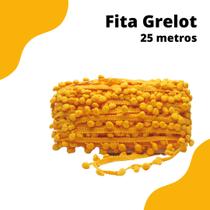 Fita Grelot Pompom Amarelo Ouro 20mm - Com 25 Metros - BRX