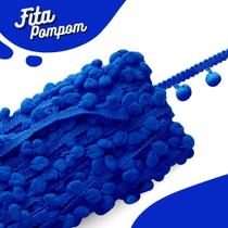 Fita Grelot Pompom Azul Royal 30mm - Com 25 Metros - BRX