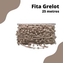 Fita Grelot Pompom Bege Areia 20mm - Com 25 Metros - BRX