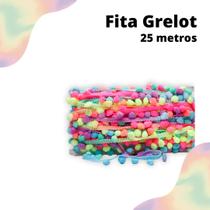 Fita Grelot Pompom Multicolorido Leitoso 20mm - Com 25 Metros - BRX