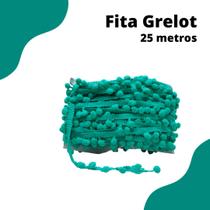 Fita Grelot Pompom Verde Esmeralda 20mm - Com 25 Metros - BRX