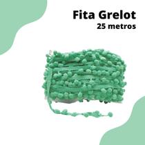 Fita Grelot Pompom Verde Mar 20mm - Com 25 Metros - BRX