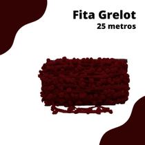 Fita Grelot Pompom Vinho 20mm - Com 25 Metros - BRX