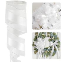 Fita HUIHUANG Fita branca transparente com fio de 6,35 cm de Natal Fita HUIHUANG Fita branca transparente com fio de 6,35 cm de Natal
