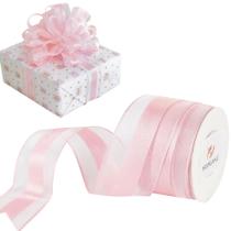 Fita HUIHUANG, rosa claro, listra de cetim, com fio transparente, 3,8 cm