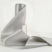 Fita HUIHUANG Silver de cetim dupla face de 10 m para artesanato Fita HUIHUANG Silver de cetim dupla face de 10 m para artesanato