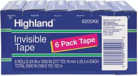 Fita invisível Highland 6 Rolls 19 mm x 25 m Fita invisível Highland 6 Rolls 19 mm x 25 m