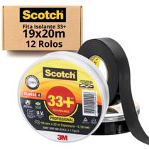 Fita Isolante 33+ 19x20m Profissional Scotch 3m 12 Rolos Fita Isolante 33+ 19x20m Profissional Scotch 3m 12 Rolos