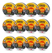 Fita Isolante 3m Scotch 33 20 Metros 3m Kit 12 Peças Preto