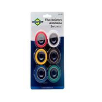 Fita Isolante Antichama Coloridas 19mm X 5mts Com 6 Rolos - Brasfort