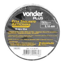 Fita Isolante Antichama Vonder Plus 19mm x 10m Preta