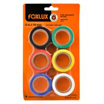 Fita Isolante de PVC Antichamas 5M x 19mm Colorida 6 Unidades Foxlux