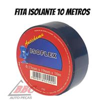 Fita Isolante Isoflex 10 Metros Adesiva Preta 0.13mm x 19mm x 10m