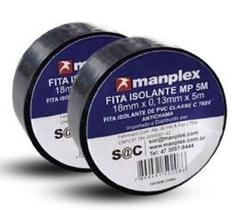 Fita Isolante Manplex 18mm x 20 metros Preta Fita Isolante Manplex 18mm x 20 metros Preta