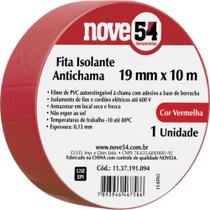 Fita isolante pvc 19mmx10m vermelha anti chama - Nove54