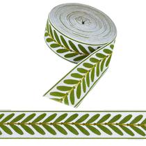 Fita Jacquard TTFdacai 10m x 6cm Estampa de Folhas
