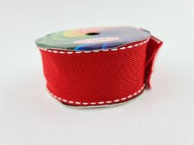 Fita Jeans Sinimbu Cor 05 Vermelho pesponto branco - 38mm / 10 metros