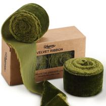 Fita Keypan Fita de veludo verde oliva 1,5 cm x 4 m 2 rolos