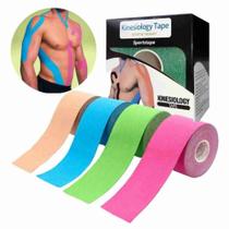 Fita Kinesio Academia Musculação Bandagem Tape Elástica Dores Muscular Fisioterapia 5mX5cm Cores Sortidas Fita Kinesio Academia Musculação Bandagem Tape Elástica Dores Muscular Fisioterapia 5mX5cm Cores Sortidas