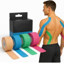 Fita Kinésio Bandagem Elástica Tape Adesiva Premium para Fisioterapia, Suporte Muscular e Articular, Alívio de Dores, Resistente à Água 5CM X 5M