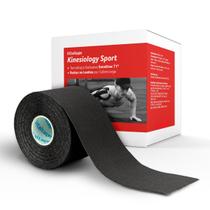 Fita Kinesio Sports Adesiva Para Atletas Jogador Corredor Pernas Braços Ombros Anti Lesões 5cm 5m Preta