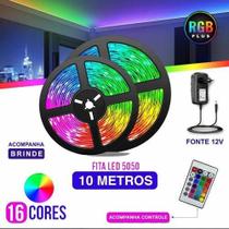 Fita Led 10M Colorida Rgb 5050 Piscina Sanca Fachada + Fonte