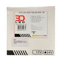 Fita Led 24V 12W/M 3000K 120Led IP20 (Rolo 5ml) - 3D Led - 55063 Fita Led 24V 12W/M 3000K 120Led IP20 (Rolo 5ml) - 3D Led - 55063