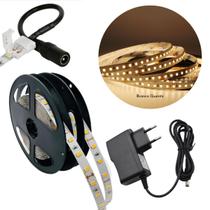 Fita Led 2835 Branco Quente Ip20 + Emenda P4 + Fonte 12V 2A