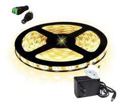 Fita Led 2835 Quente 5 Metros 127V Ou 220V Fonte E Conector Fita Led 2835 Quente 5 Metros 127V Ou 220V Fonte E Conector