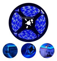 Fita LED 3528 Azul Rolo Com 5 Metros e 300 LEDs Siliconada E Adesivo 480 Lumens TB5021 - LUCKY