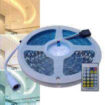 Fita Led 5025 Dimerizável Com 3 Cores De Luz (Frio, Quente e Morno) De 5M De 12V Com Controlador De Efeitos E Controle