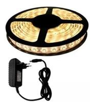 Fita Led 5050 5metros Ip65 Branco Quente 3000k + Fonte