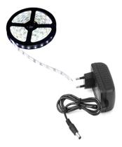 Fita Led 5050 Branco Frio 5m Com A Fonte De Alimentação 12v