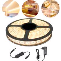Fita Led 5050 Branco Quente 5M Com A Fonte 2A Interruptor P4