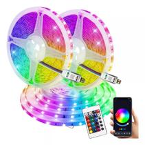 Fita LED 5050 RGB 16 Cores 5M Ritmo Musical Bluetooth Controle APP IP44 TB5049